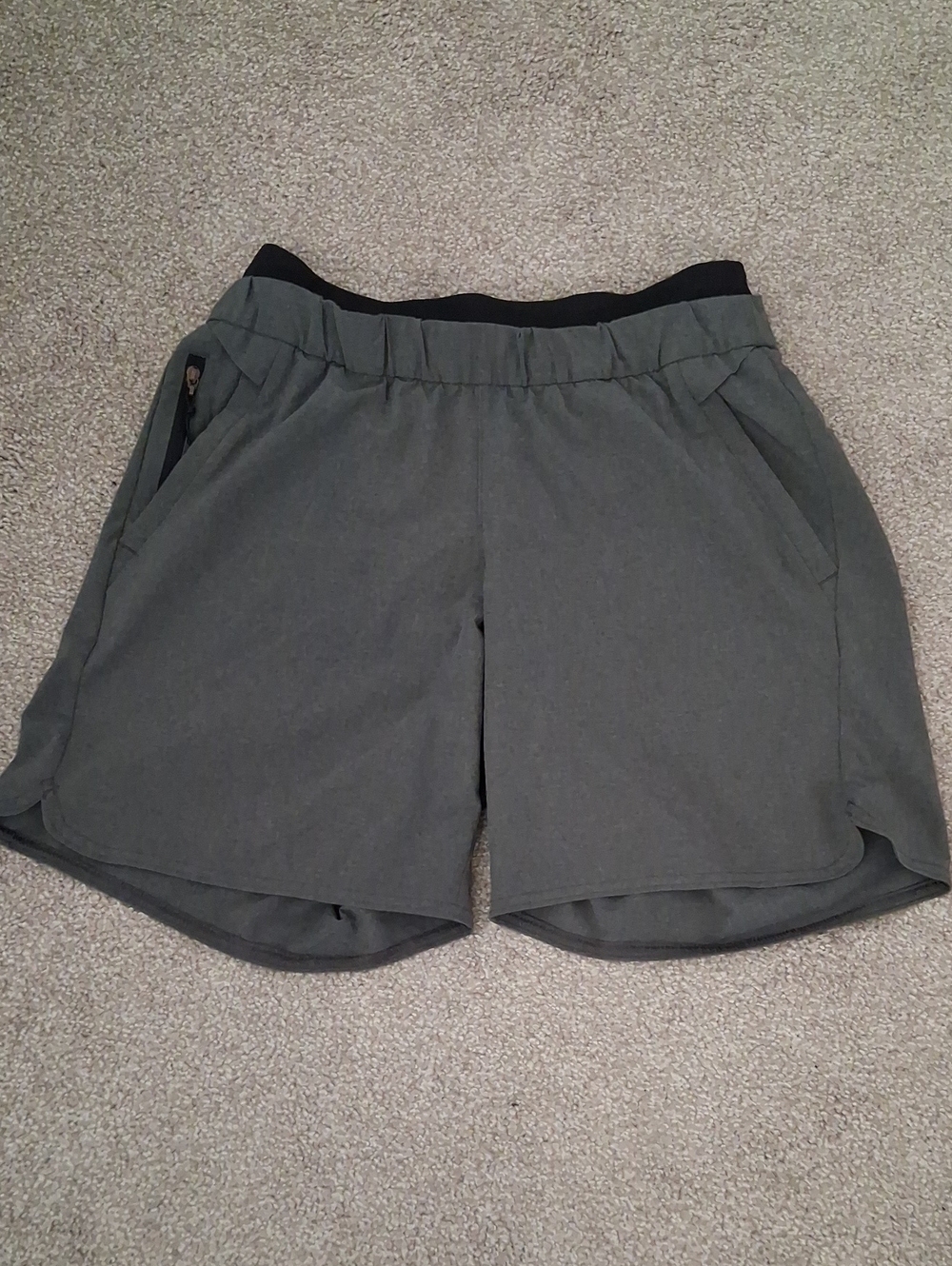 REI Women's Gray Athletic Shorts W/ Double Black-Gray Waistband. Lined XS